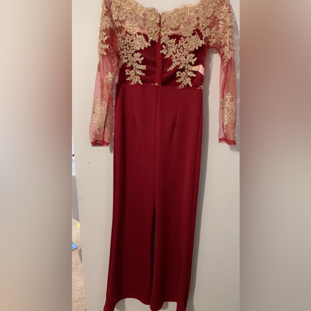 Long dressy jumpsuit Red/Gold